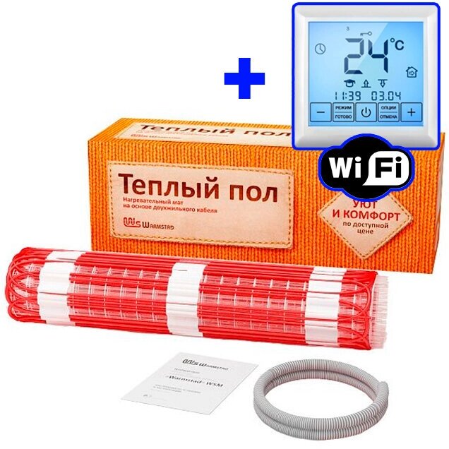 Нагревательный мат Warmstad WSM-910-6,00 кв. м с терморегулятором MCS 350 от компании MetSnab - фото 1