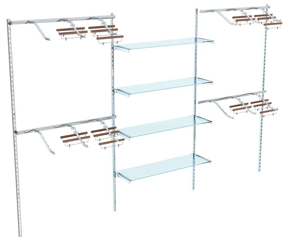 Настенная торговая система quot; Globalquot; №11 с полками и поручнями (3600мм) от компании MetSnab - фото 1