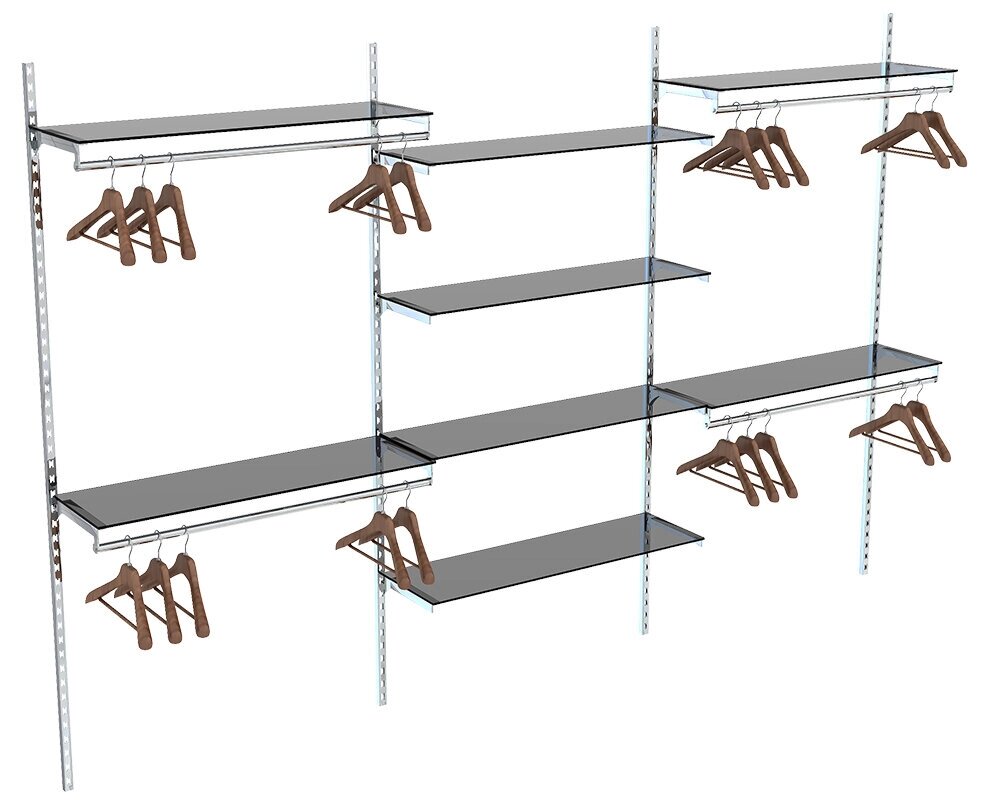 Настенная торговая система quot; Globalquot; №9 с полками и поручнями (3600мм) от компании MetSnab - фото 1