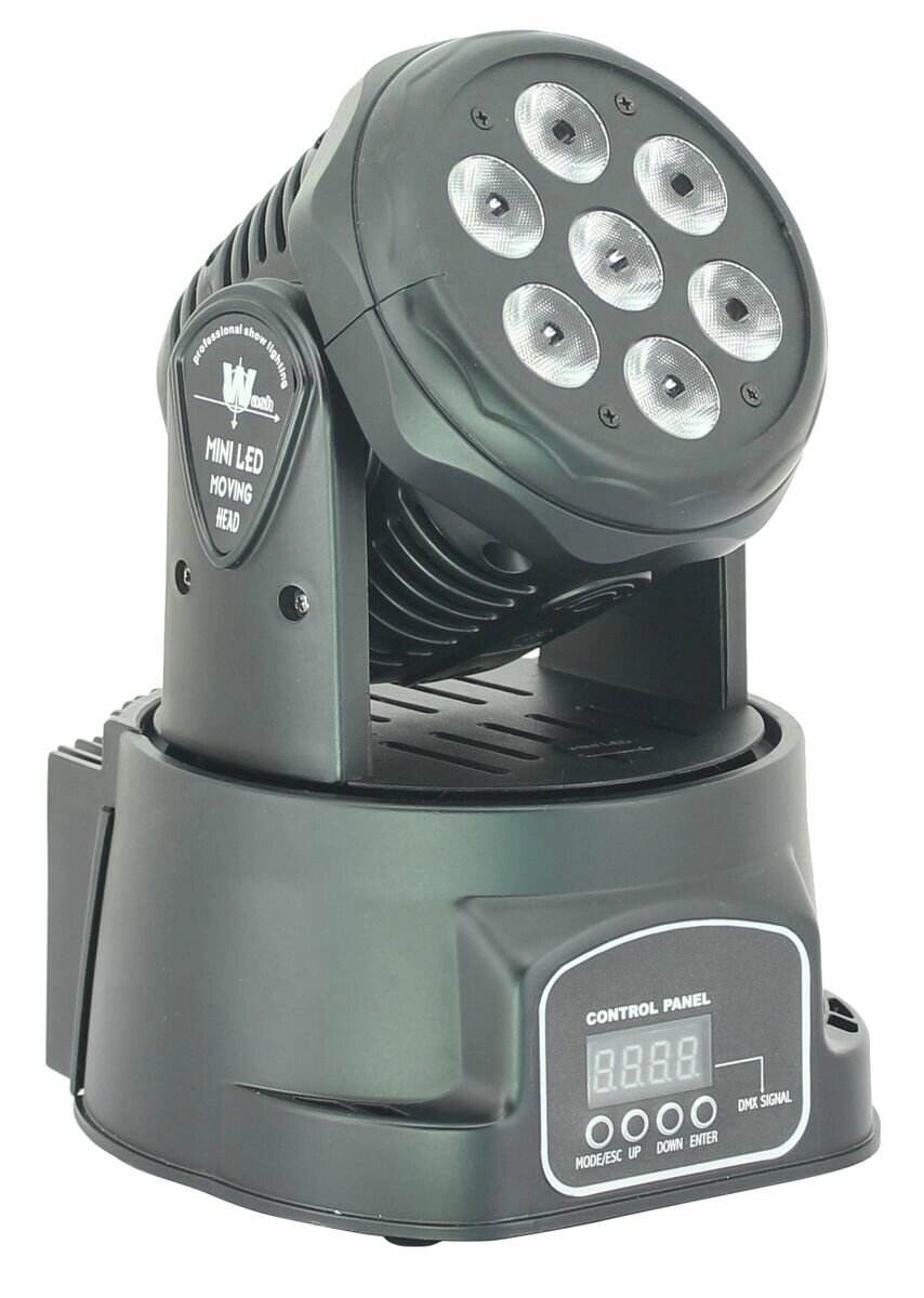 Nightsun SPB305B вращающаяся голова, WASH, 7 LED x 12W, DMX, авто, звуковая активация Master/slave от компании MetSnab - фото 1