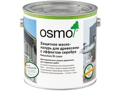 OSMO Масло-лазурь Осмо с эффектом серебра Osmo Holzschutz Öl-Lasur Effekt (Цвет-1140 Агат Серебро Объём-2,5 л.) от компании MetSnab - фото 1