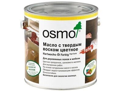 OSMO Масло Осмо с твердым воском цветное Osmo Hartwachs-Öl Farbig (Цвет-3040 Белое Объём-2,5 л.) от компании MetSnab - фото 1