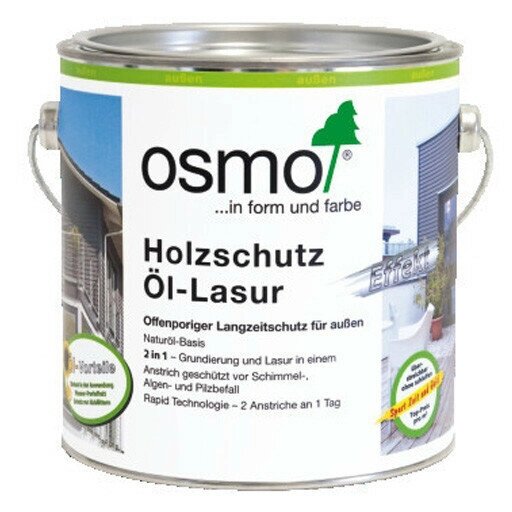 Osmo Защитное масло-лазурь для древесины с эффектом серебра HolzSchutz Öl-Lasur Effekt (2,5 л 1140 Агат серебро ) от компании MetSnab - фото 1