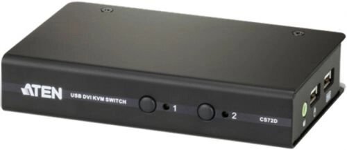 Переключатель KVM Aten CS72D-AT switch, электрон, DVI-D+KBD+MOUSE+AUDIO, 1 2 блока/порта/port USB, спец. шнуром USB 1.2м от компании MetSnab - фото 1