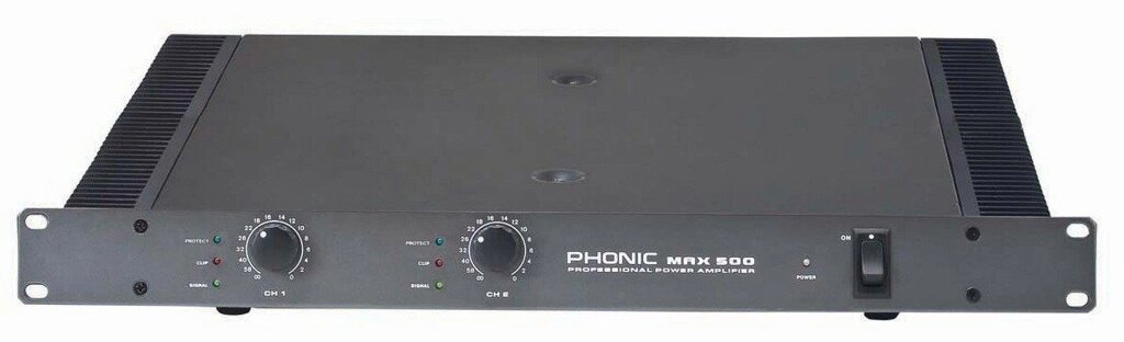 Phonic Max 500 усилитель мощности, 2х120Вт/4Ом (90Вт/8Ом), 1U от компании MetSnab - фото 1