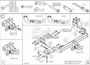 Фаркоп оцинкованный ford tourneo 2013-, ford transit 2013- твердое крепление (без электрики) galia. f125a