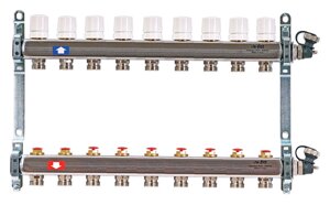 Коллектор распределительный Uni-Fitt 1 9 выходов, с регулировочными и термостатическими вентилями 451I4309quot;