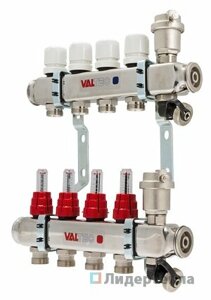 Коллекторный блок Valtec 1 дюйм, 6 x 3/4 дюйма, евроконус со встроенными расходомерами (VTc. 586. EMNX. 0606)