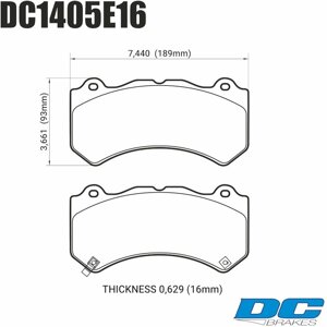 Колодки тормозные DC1405E16 DC Brakes RT. 2 перед. Jeep SRT8 2012-2014, AUDI 4F RS6 (BREMBO)