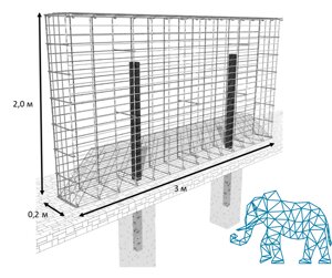 Габионы пергон для забора – 2,0 х 3,0 х 0,2