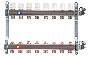 Коллектор распределительный Uni-Fitt 1 8 выходов, с регулировочными и термостатическими вентилями 451I4308quot;