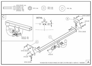 Фаркоп оцинкованный hyundai i30 хетчбек fd 2007-2010, kia ceed хетчбек 2006-2012, в т. ч. kia pro-ceed твердое