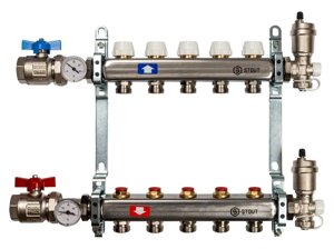 Коллектор STOUT из нержавеющей стали без расходомеров в сборе 5 выходов SMS 0912 000005