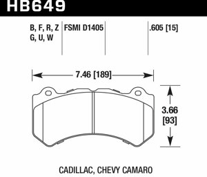 Колодки тормозные HB649F. 605 HAWK HPS Jeep SRT8 2012-2014, AUDI 4F RS6 (BREMBO), RANGE ROVER SPORT,