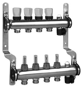 Коллектор распределительный Meibes 1 на 4 контура, с расходомерами RW 1794144quot;
