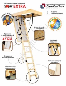 Чердачная люк-лестница Oman Extra h=3350 600 * 1200 (Ш * В)