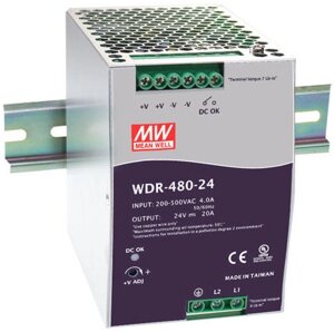 Преобразователь AC-DC сетевой Mean Well WDR-480-24 источник питания 24В с универсальным входом от 180 до 550 В AC,