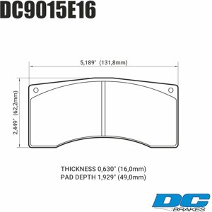 Колодки тормозные DC9015E16 DC Brakes RT. 2 Alcon, Wilwood, Brembo, JBT FB4P1