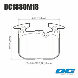 Колодки тормозные DC1880M18 DC brakes Race Track, перед BMW M4 F82, F32; M3 F80 F30; F20 F22 F87 M