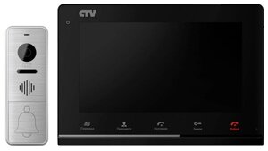 Комплектная дверная станция (домофон) CTV CTV-DP3700 серебро (дверная станция) черный (домофон)