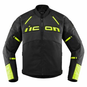 Icon Contra 2 Leather Hi-Viz черная мотокуртка (цвет: черные, размер: s)