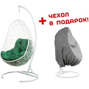 Кресло подвесное Easy White Зеленая подушка