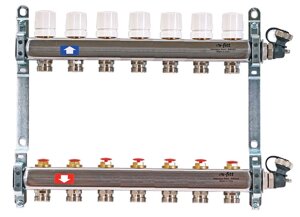 Коллектор распределительный Uni-Fitt 1 7 выходов, с регулировочными и термостатическими вентилями 451I4307quot;