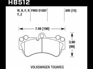 Колодки тормозные HB512Z. 605 HAWK PC перед PORSCHE Cayenne (955); VW Touareg 330 мм; HPB тип 4