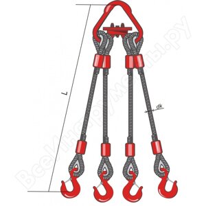 Четырехветвевой канатный строп КантаПлюс о4СК-8,0/2,0м