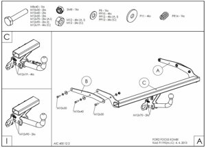 Фаркоп оцинкованный ford focus iii универсал 2011- твердое крепление (без электрики) galia. f119a