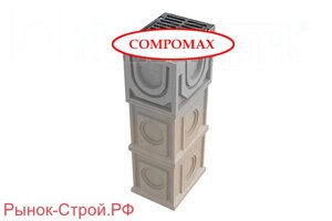 Дождеприёмный колодец секционный CompoMax ДК-30.38.44-П-C полимербетонный (Дождеприемный колодец CompoMax