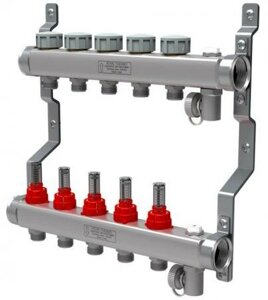 Royal Thermo Коллектор нерж. в сборе с расходомерами 1quot; ВР-3/4quot; НР 10 выходов