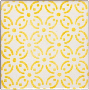 Майолика плитка Made a Mano Novecento CI NC/1 SM28 Giallo su fondo P/7 bianco latte ( м2)