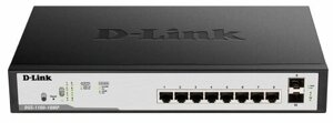 Коммутатор PoE D-link DGS-1100-10MP/C1A 8xUTP 100/1000 PoE, 2xSFP Gigabit, 130W, 19quot;