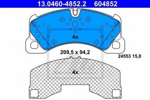 Колодки дисковые передние для vw touareg 3.2-3.6i/3.0-5.0tdi 05 , cayenne 4.5-4.8i 02 Ate 13046048522