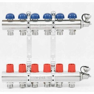 Коллекторная группа Uni-Fitt 1quot;х3/4quot; 6 выходов с регулировочными и термостатическими вентилями (441E4306)