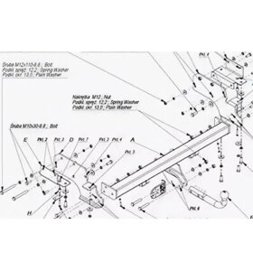 Фаркоп IMIOLA Y. 013 Mitsubishi Pajero 5 дверей 2000-2007, Mitsubishi Montero 5 дверей 2000-2007