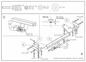 Фаркоп оцинкованный hyundai tucson 2004-2010, kia sportage 2004-2010 твердое крепление (без электрики) galia. h070a