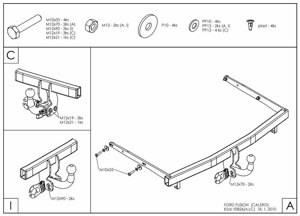 Фаркоп оцинкованный ford fusion / fusion calero 2002-2012, в т. ч. модели с парктрониками твердое крепление (без