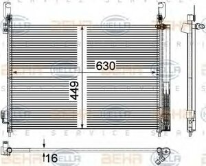 Конденсатор кондиционер - легковой автомобиль Hella 8FC351309361