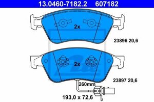 Колодки дисковые передние для audi a8 3.0-4.0dt 02 disc 323x30 Ate 13046071822