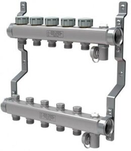 Royal Thermo Коллектор нерж. в сборе универсальный 1quot; ВР-3/4quot; НР 8 выходов