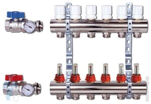 Коллекторная группа с расходомерами LUXOR 1x3/4(6вых.) с термометрами CD 473M/6 арт. 15652706MN