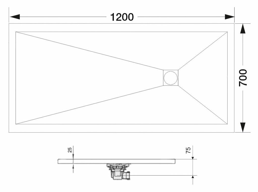 Поддон для душа RGW Stone Tray ST-127W 70х120 с сифоном от компании MetSnab - фото 1