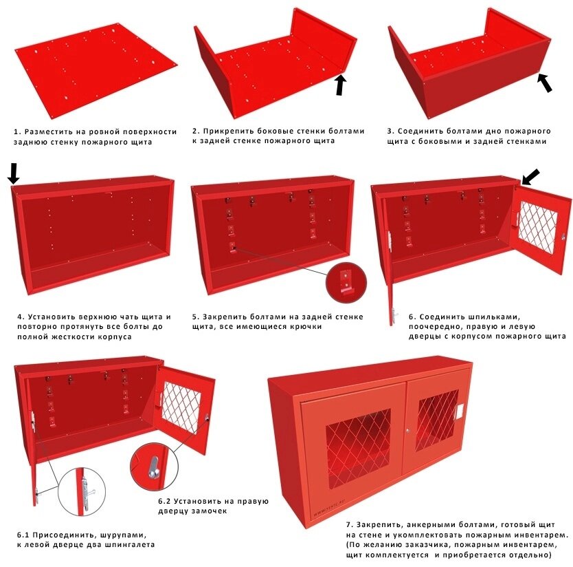 Пожарный шкаф Ярпожинвест щиток ЩПЗ красный от компании MetSnab - фото 1