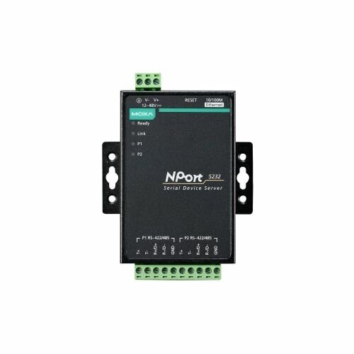 Преобразователь MOXA NPort 5232-T 2 port RS-422/485,10/100 Ethernt,t:-40/+70 w/o adapter от компании MetSnab - фото 1