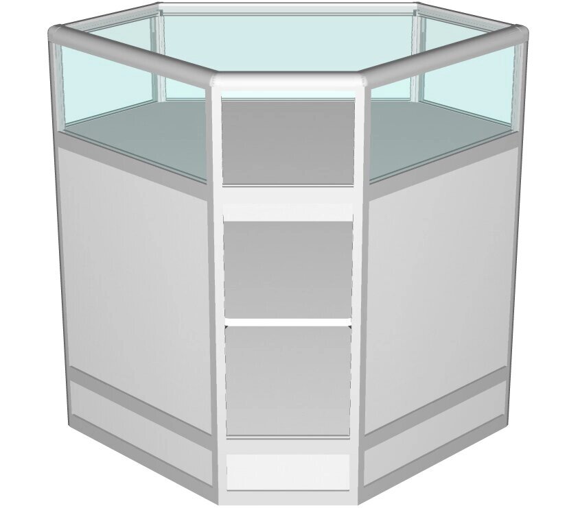 Прилавок угловой из алюминиевого профиля 90x70x70см серый (арт. vs34aс) от компании MetSnab - фото 1