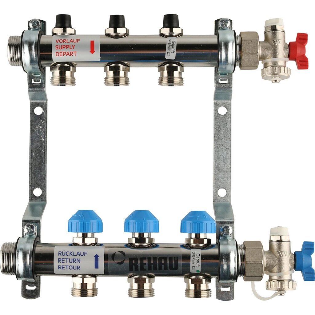 REHAU Распределительный коллектор HKV на 3 контура (нерж .сталь) 12180311001 от компании MetSnab - фото 1