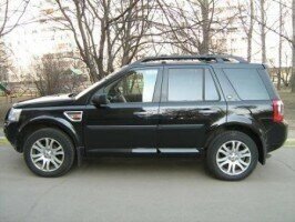 Релинги продольные длинные и поперечина (Чёрные Land Rover Freelander 2 (2006-)) от компании MetSnab - фото 1