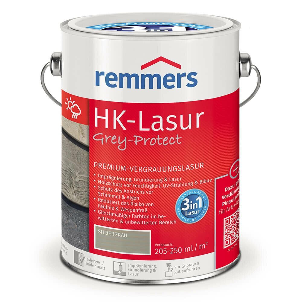 Remmers HK-Lasur Grey Protect лазурь 3в1 c эффектом посерения древесины (20 л 2265 Grey Protect: Серый графит / от компании MetSnab - фото 1